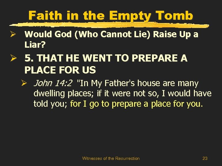 Faith in the Empty Tomb Ø Would God (Who Cannot Lie) Raise Up a