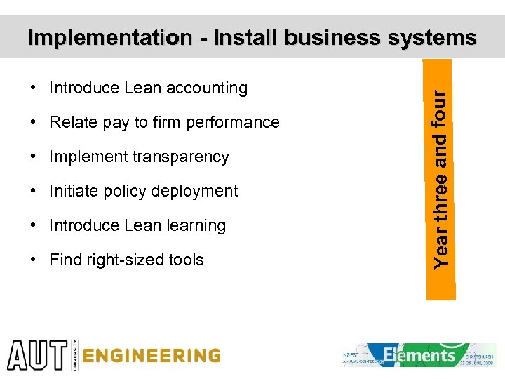  • Introduce Lean accounting • Relate pay to firm performance • Implement transparency