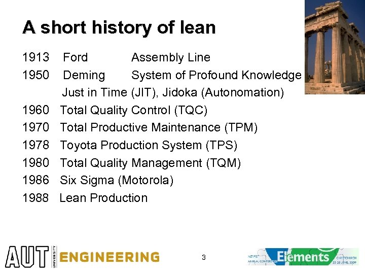 A short history of lean 1913 1950 1960 1978 1980 1986 1988 Ford Assembly
