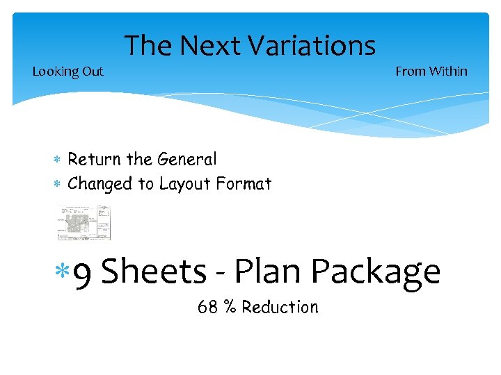 Looking Out The Next Variations From Within Return the General Changed to Layout Format