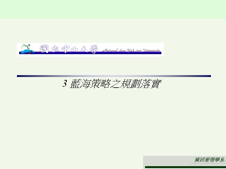 3 藍海策略之規劃落實 資訊管理學系 