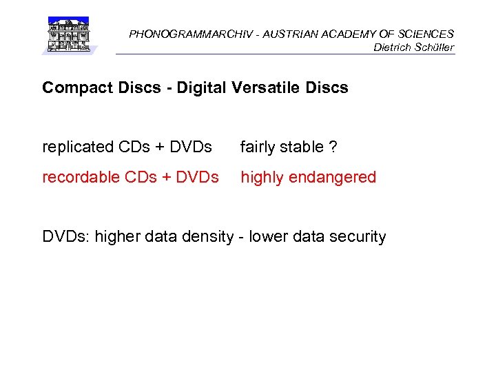 PHONOGRAMMARCHIV - AUSTRIAN ACADEMY OF SCIENCES Dietrich Schüller Compact Discs - Digital Versatile Discs