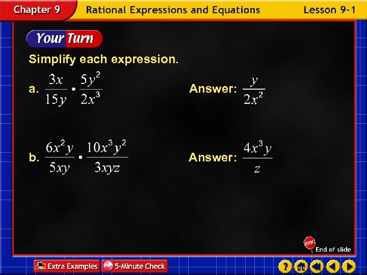 Simplify each expression. a. Answer: b. Answer: 