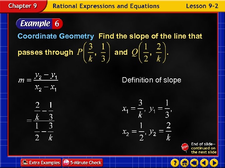 Coordinate Geometry Find the slope of the line that passes through and Definition of