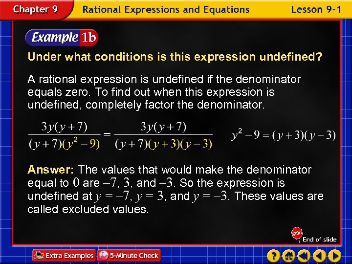 Under what conditions is this expression undefined? A rational expression is undefined if the