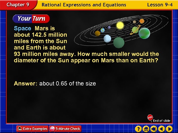 Space Mars is about 142. 5 million miles from the Sun and Earth is