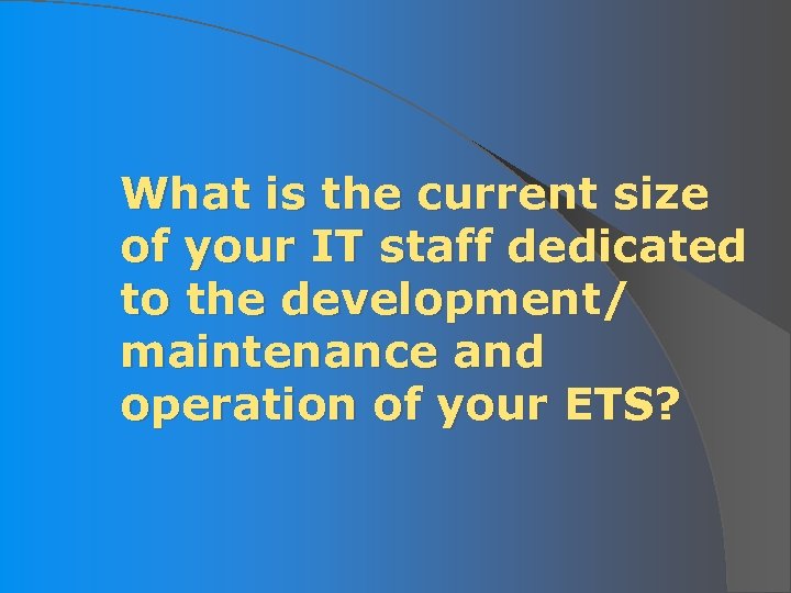 What is the current size of your IT staff dedicated to the development/ maintenance