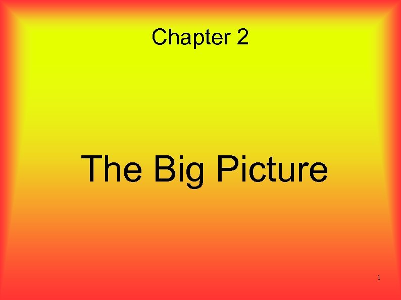 Chapter 2 The Big Picture 1 