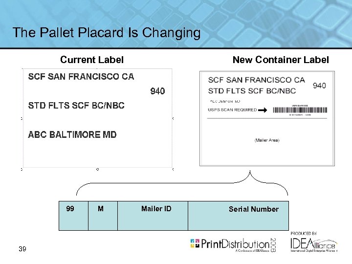 The Pallet Placard Is Changing Current Label 99 39 M New Container Label Mailer