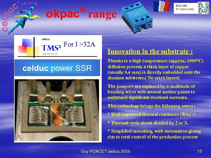 ® okpac range For I >32 A ISO 9001 N° 1993/1106 b Innovation in