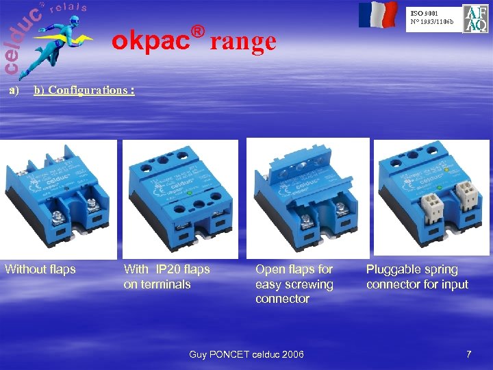 ® okpac range a) ISO 9001 N° 1993/1106 b b) Configurations : Without flaps