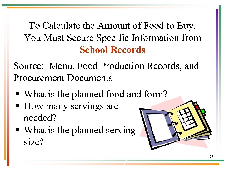 To Calculate the Amount of Food to Buy, You Must Secure Specific Information from