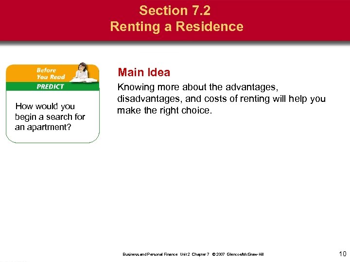 Section 7. 2 Renting a Residence Main Idea How would you begin a search