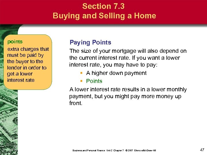 Section 7. 3 Buying and Selling a Home points extra charges that must be