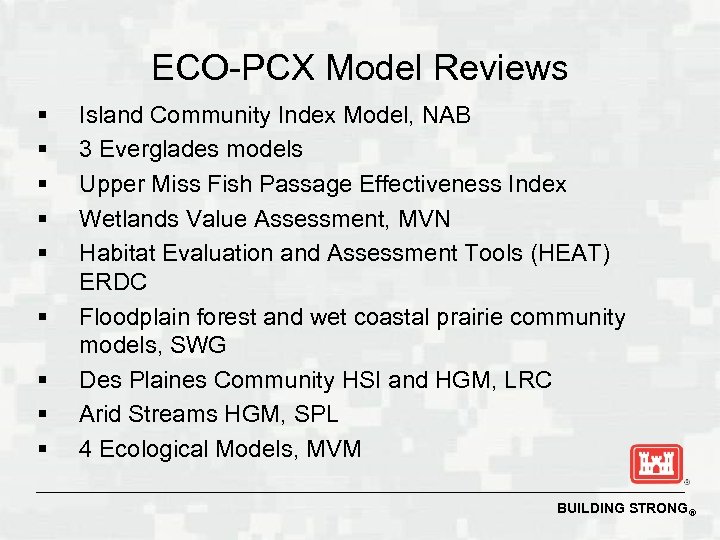 ECO-PCX Model Reviews § § § § § Island Community Index Model, NAB 3