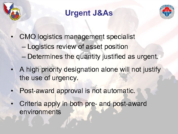 Urgent J&As • CMO logistics management specialist – Logistics review of asset position –