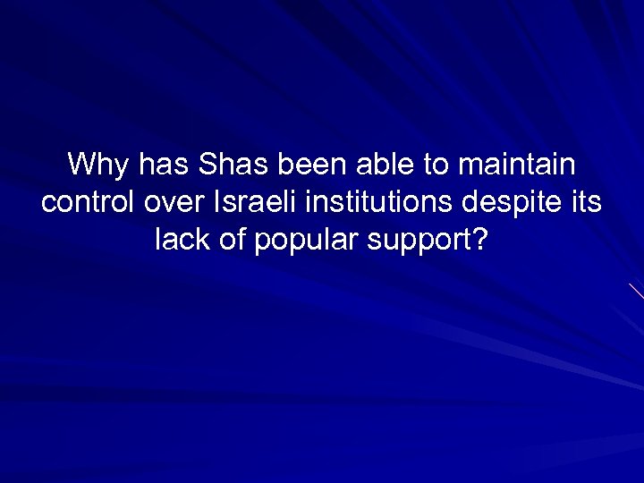 Why has Shas been able to maintain control over Israeli institutions despite its lack