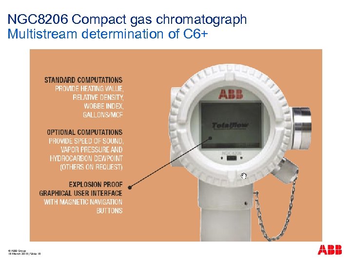 NGC 8206 Compact gas chromatograph Multistream determination of C 6+ © ABB Group 16