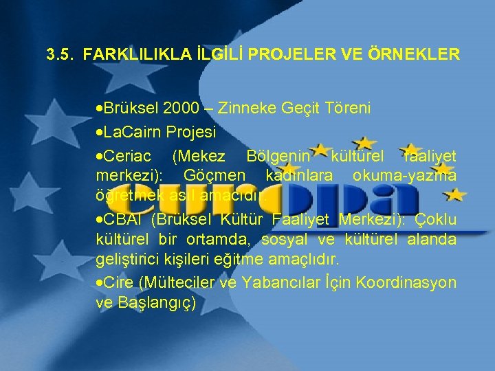 3. 5. FARKLILIKLA İLGİLİ PROJELER VE ÖRNEKLER ·Brüksel 2000 – Zinneke Geçit Töreni ·La.