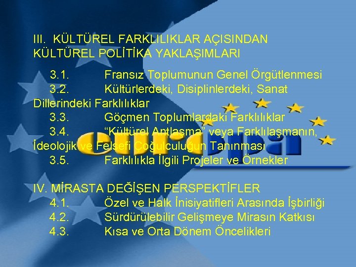 III. KÜLTÜREL FARKLILIKLAR AÇISINDAN KÜLTÜREL POLİTİKA YAKLAŞIMLARI 3. 1. Fransız Toplumunun Genel Örgütlenmesi 3.