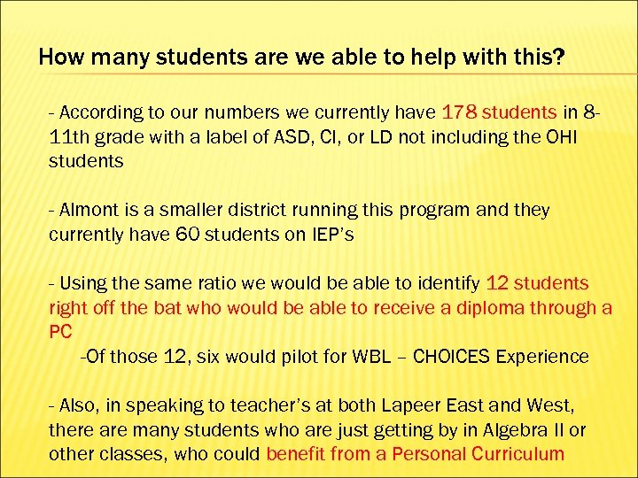 How many students are we able to help with this? - According to our