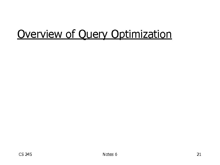 Overview of Query Optimization CS 245 Notes 6 21 