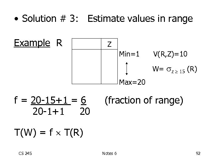  • Solution # 3: Estimate values in range Example R Z Min=1 V(R,