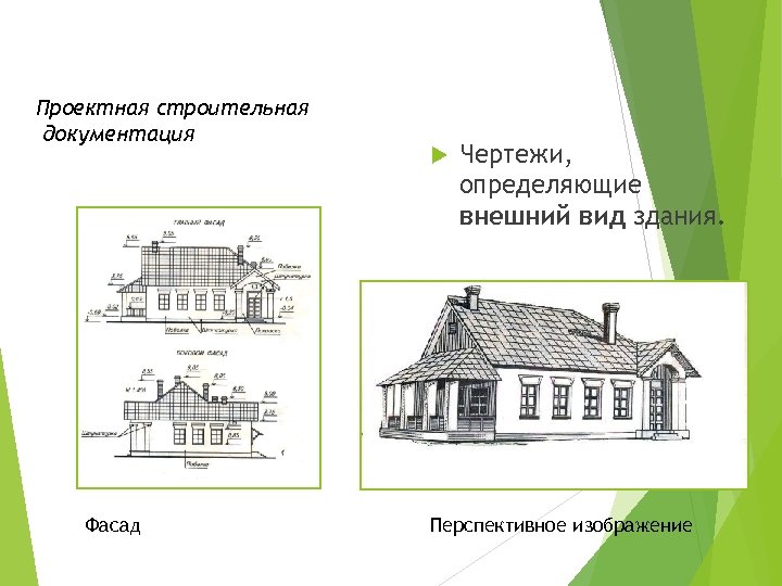 Проектная строительная документация Фасад Чертежи, определяющие внешний вид здания. Перспективное изображение 
