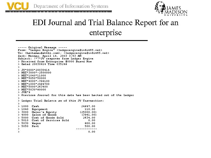 EDI Journal and Trial Balance Report for an enterprise ----- Original Message ----From: "Ledger