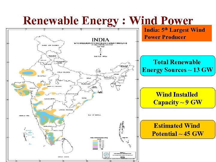 Renewable Energy : Wind Power India: 5 th Largest Wind Power Producer Total Renewable