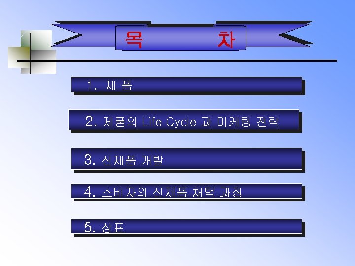 목 차 1. 제 품 2. 제품의 Life Cycle 과 마케팅 전략 3. 신제품