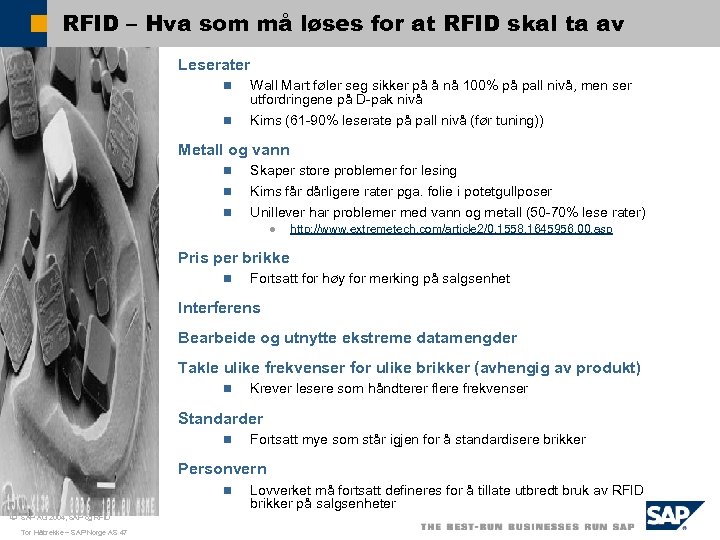 RFID – Hva som må løses for at RFID skal ta av Leserater n