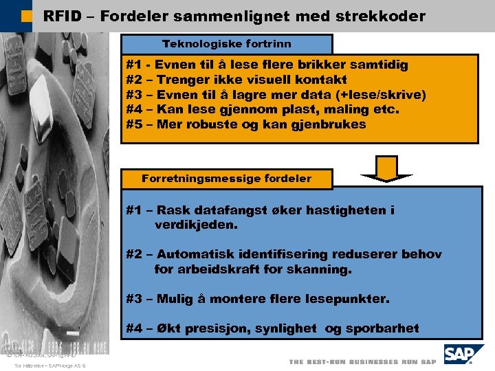 RFID – Fordeler sammenlignet med strekkoder Teknologiske fortrinn #1 #2 #3 #4 #5 -