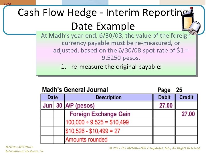 7 -39 Cash Flow Hedge - Interim Reporting Date Example At Madh’s year-end, 6/30/08,