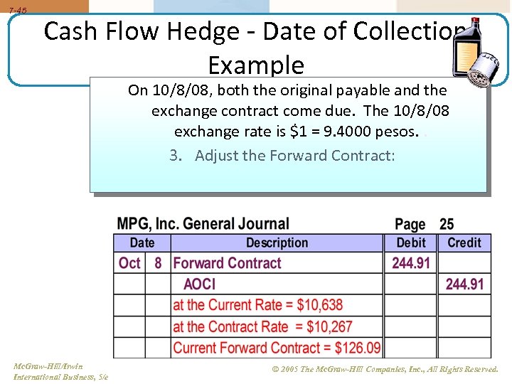 7 -45 Cash Flow Hedge - Date of Collection Example On 10/8/08, both the