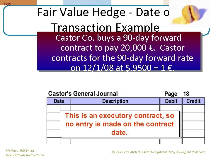 7 -50 Fair Value Hedge - Date of Transaction Example Castor Co. buys a