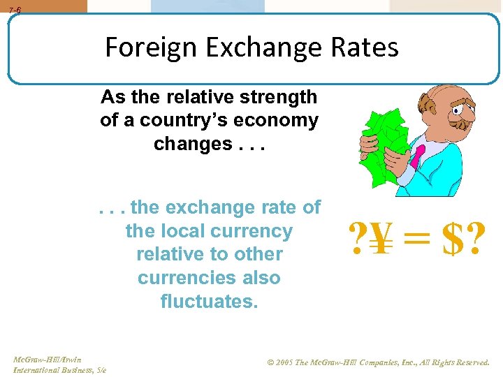 7 -6 Foreign Exchange Rates As the relative strength of a country’s economy changes.