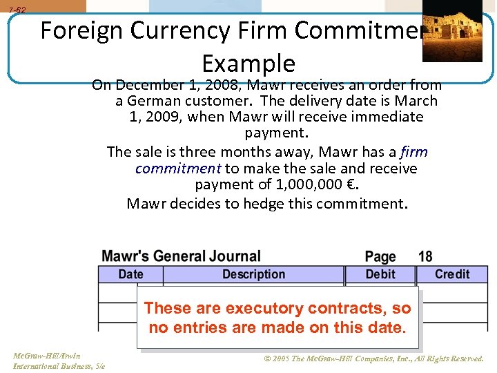 7 -62 Foreign Currency Firm Commitment Example On December 1, 2008, Mawr receives an