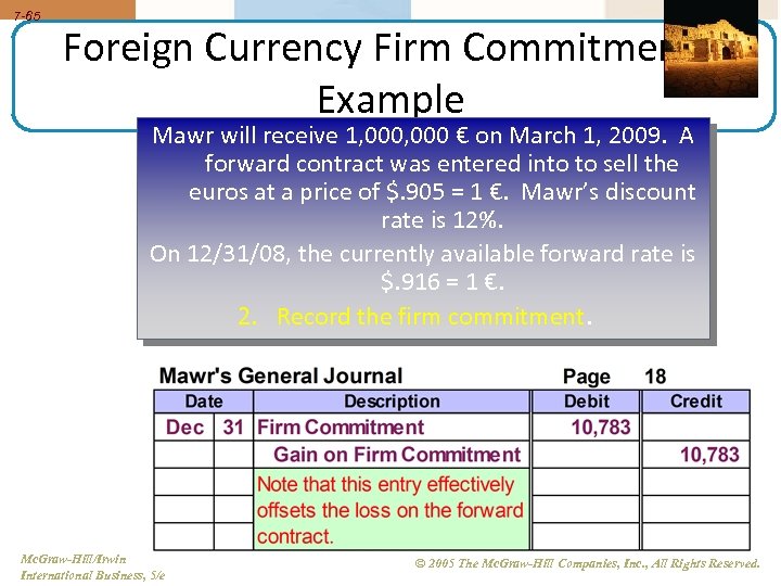 7 -65 Foreign Currency Firm Commitment Example Mawr will receive 1, 000 € on