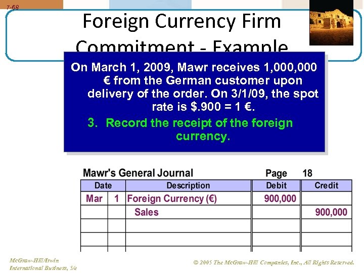 7 -68 Foreign Currency Firm Commitment - Example On March 1, 2009, Mawr receives