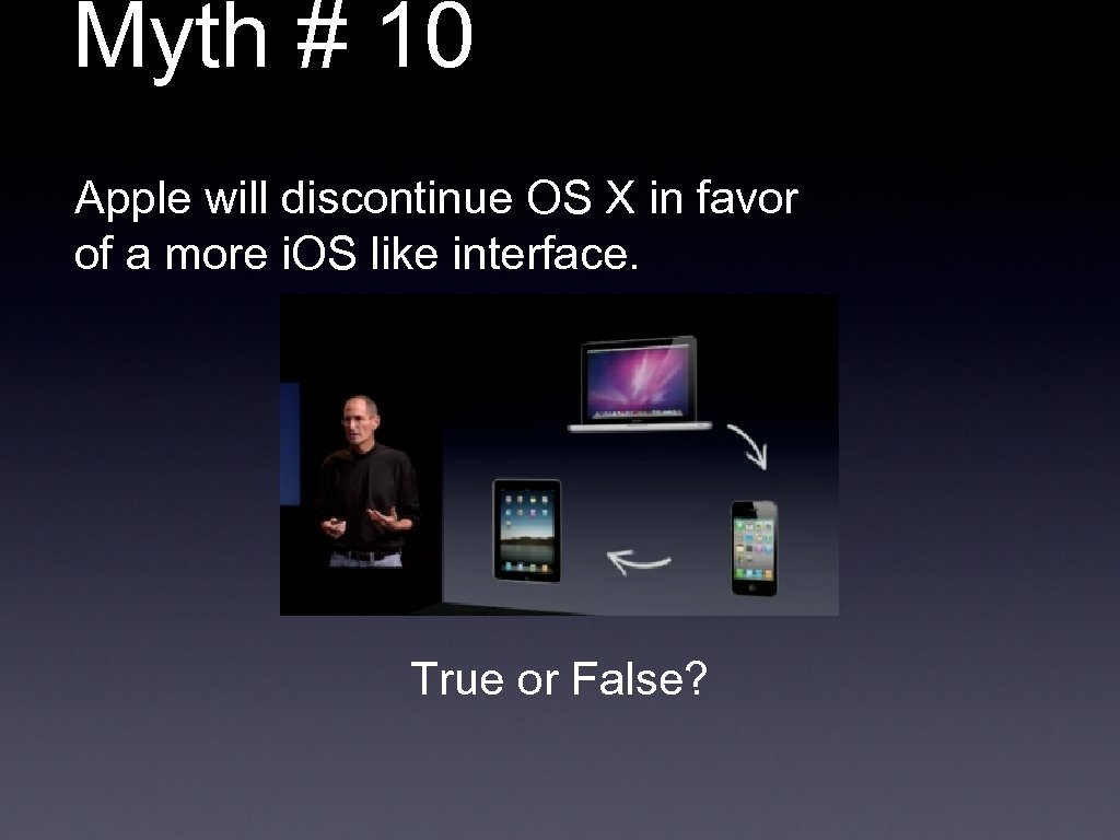 Myth # 10 Apple will discontinue OS X in favor of a more i.