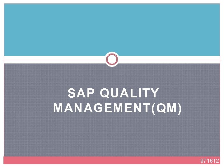 SAP QUALITY MANAGEMENT(QM) 971612 