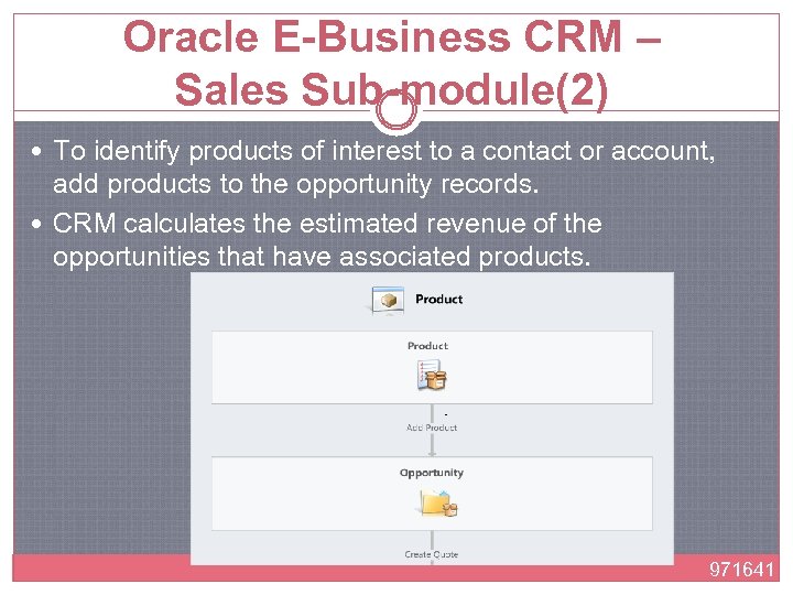 Oracle E-Business CRM – Sales Sub-module(2) To identify products of interest to a contact