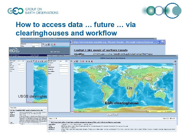 How to access data … future … via clearinghouses and workflow Compusult clearninghouse USGS