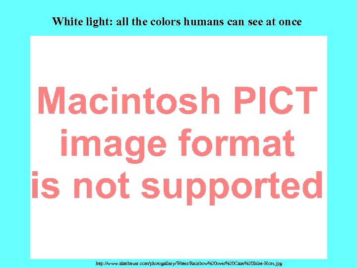White light: all the colors humans can see at once http: //www. alanbauer. com/photogallery/Water/Rainbow%20
