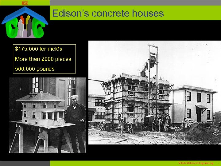 USC Edison’s concrete houses $175, 000 for molds More than 2000 pieces 500, 000