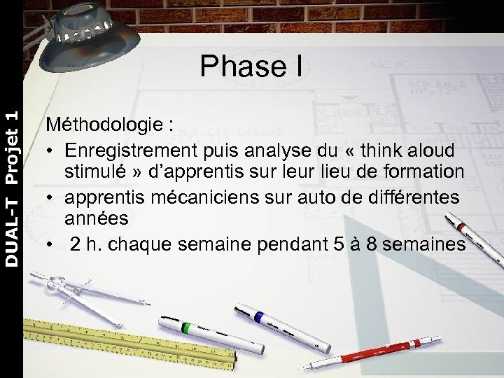 DUAL-T Projet 1 Phase I Méthodologie : • Enregistrement puis analyse du « think