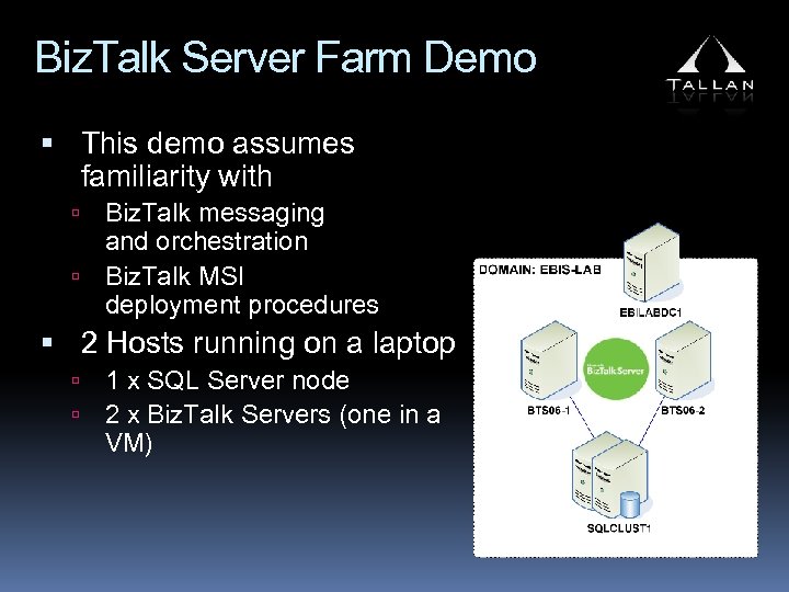 Biz. Talk Server Farm Demo This demo assumes familiarity with Biz. Talk messaging and