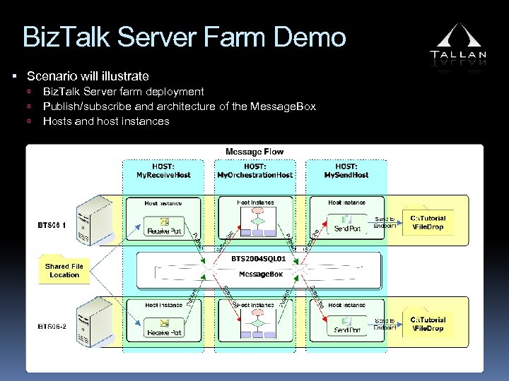 Biz. Talk Server Farm Demo Scenario will illustrate Biz. Talk Server farm deployment Publish/subscribe
