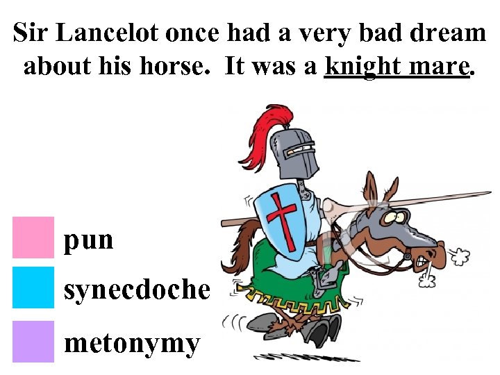 Sir Lancelot once had a very bad dream about his horse. It was a